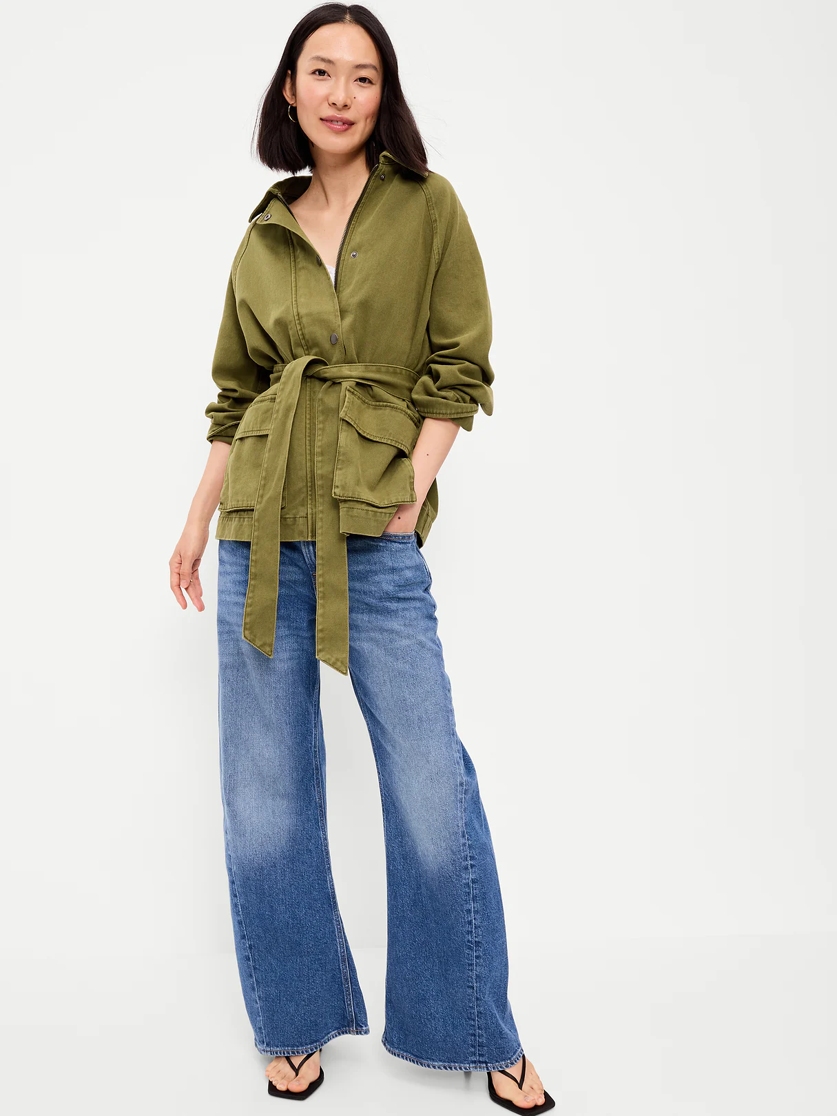 Belted Utility Jacket - Mysterious Fern