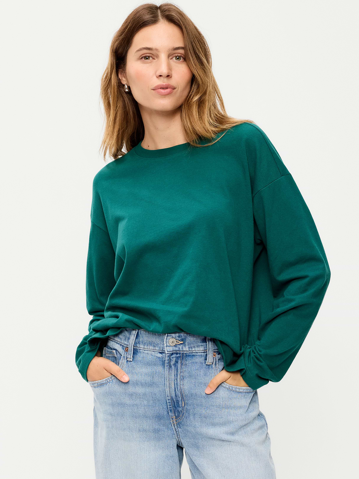 Vintage Long-Sleeve Crew-Neck T-Shirt - Deep Lagoon
