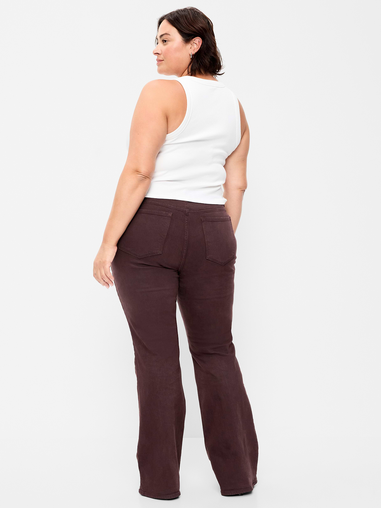 High-Waisted Flare Jeans - Plum Wine