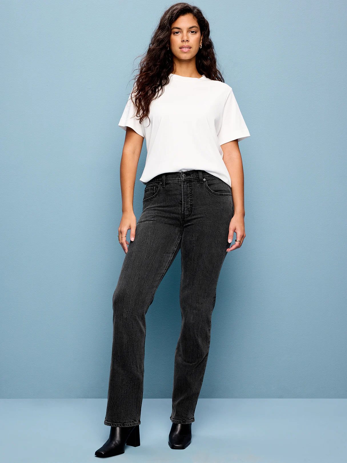 Mid-Rise Straight Leg Jeans - Grey Matter