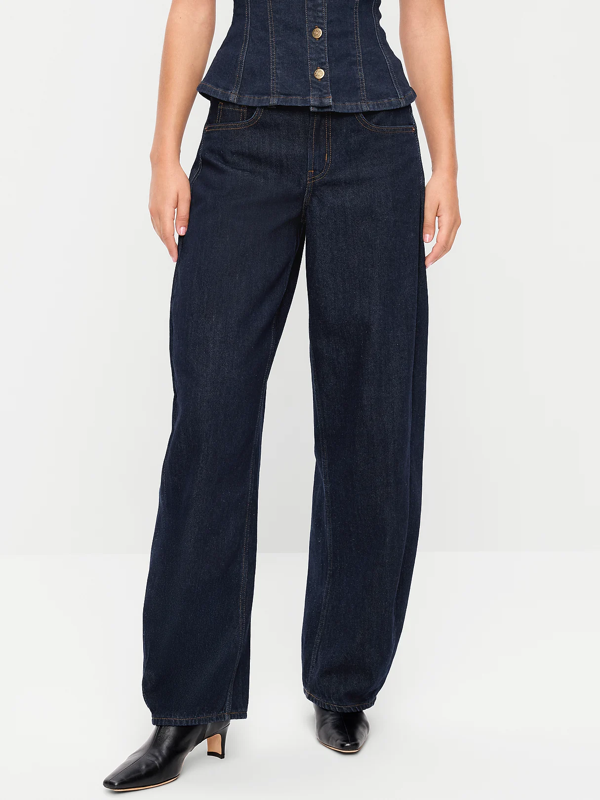 Mid-Rise Arc Barrel Jeans - Dark Wash