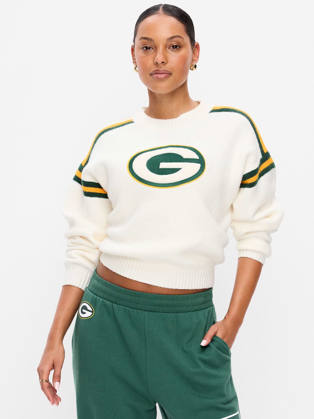 Buffalo Bills Cropped Sweater for Women - Green Bay Packers