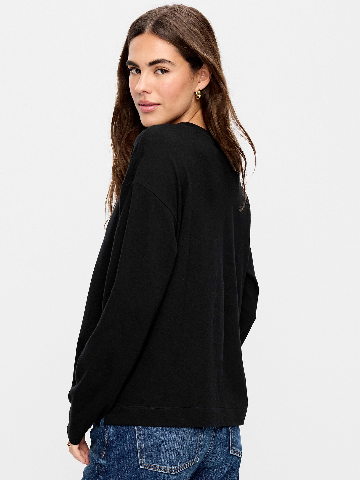 Vintage Long-Sleeve Crew-Neck T-Shirt - Black Jack