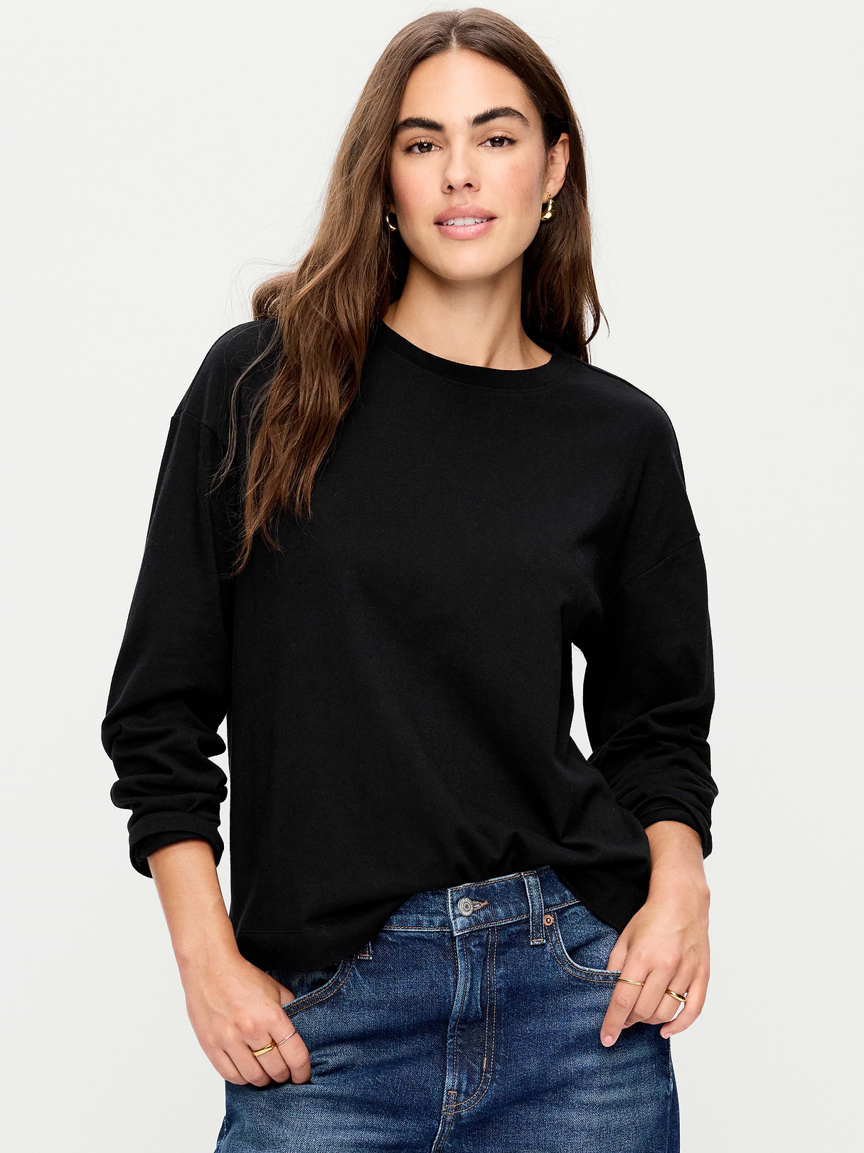 Vintage Long-Sleeve Crew-Neck T-Shirt - Black Jack