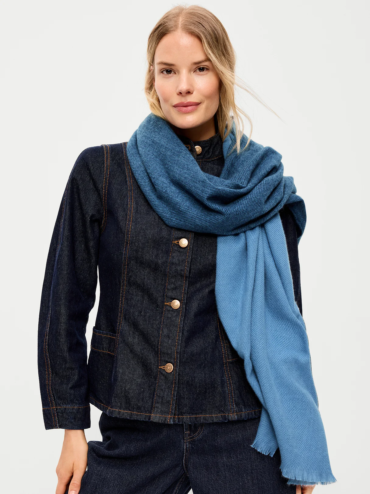Flannel Printed Scarf - Blue Colorblock