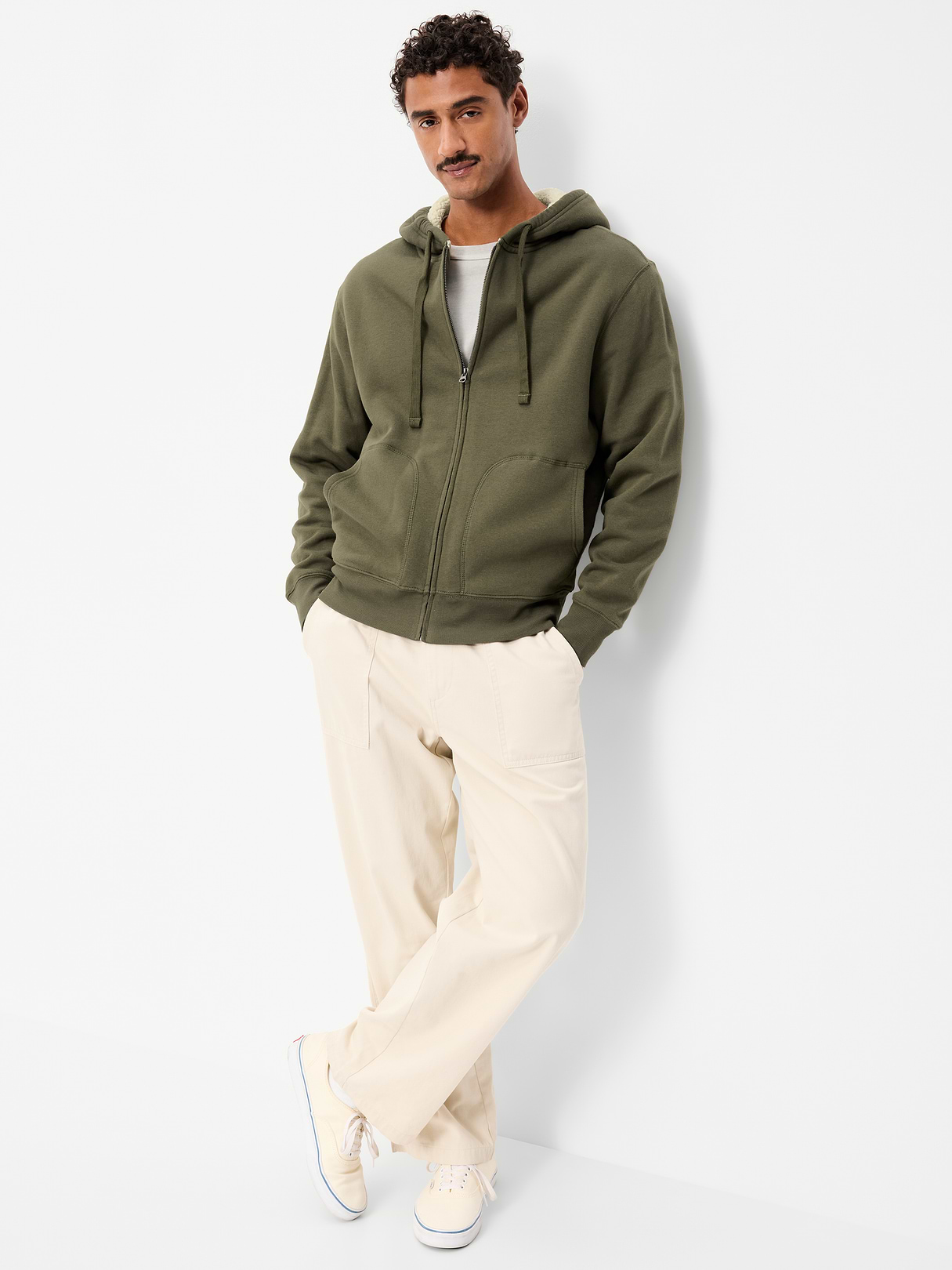 Sherpa-Lined Full-Zip Hoodie - Heritage Green