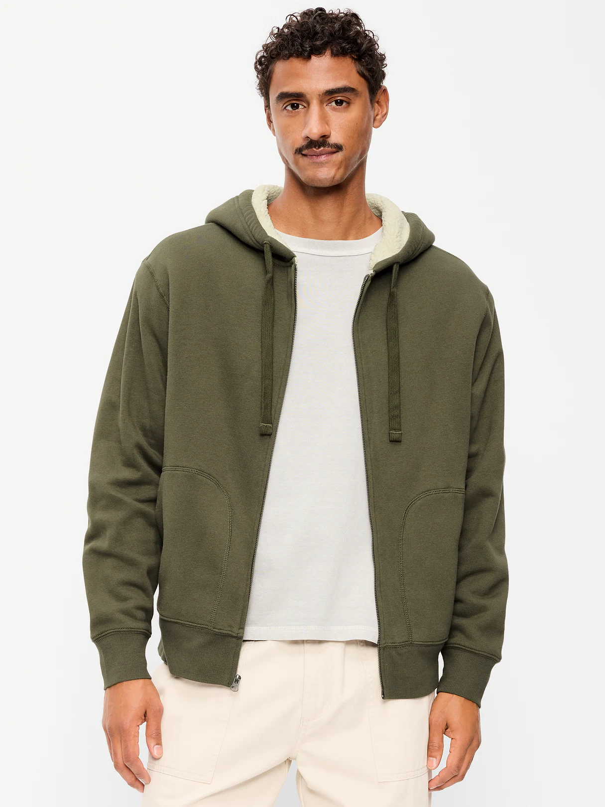 Sherpa-Lined Full-Zip Hoodie - Heritage Green