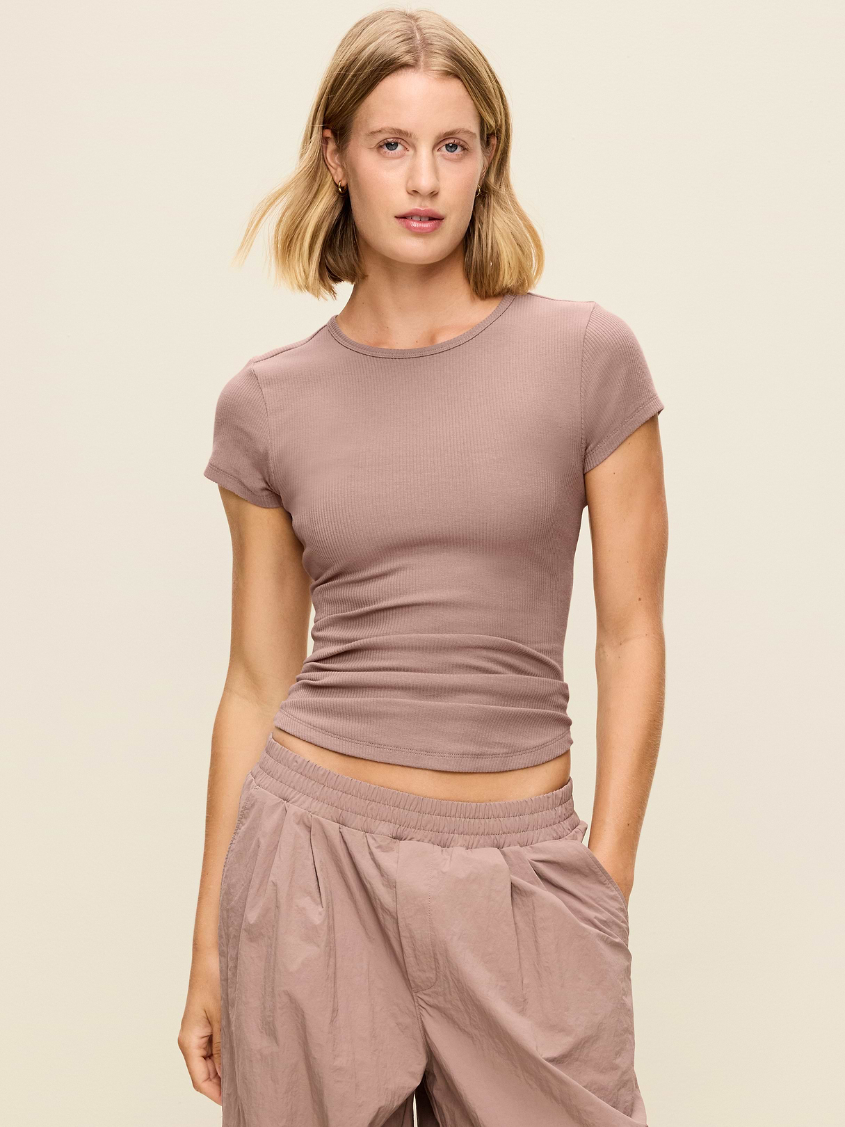 CloudLite Crew-Neck Ribbed T-Shirt - Mocha