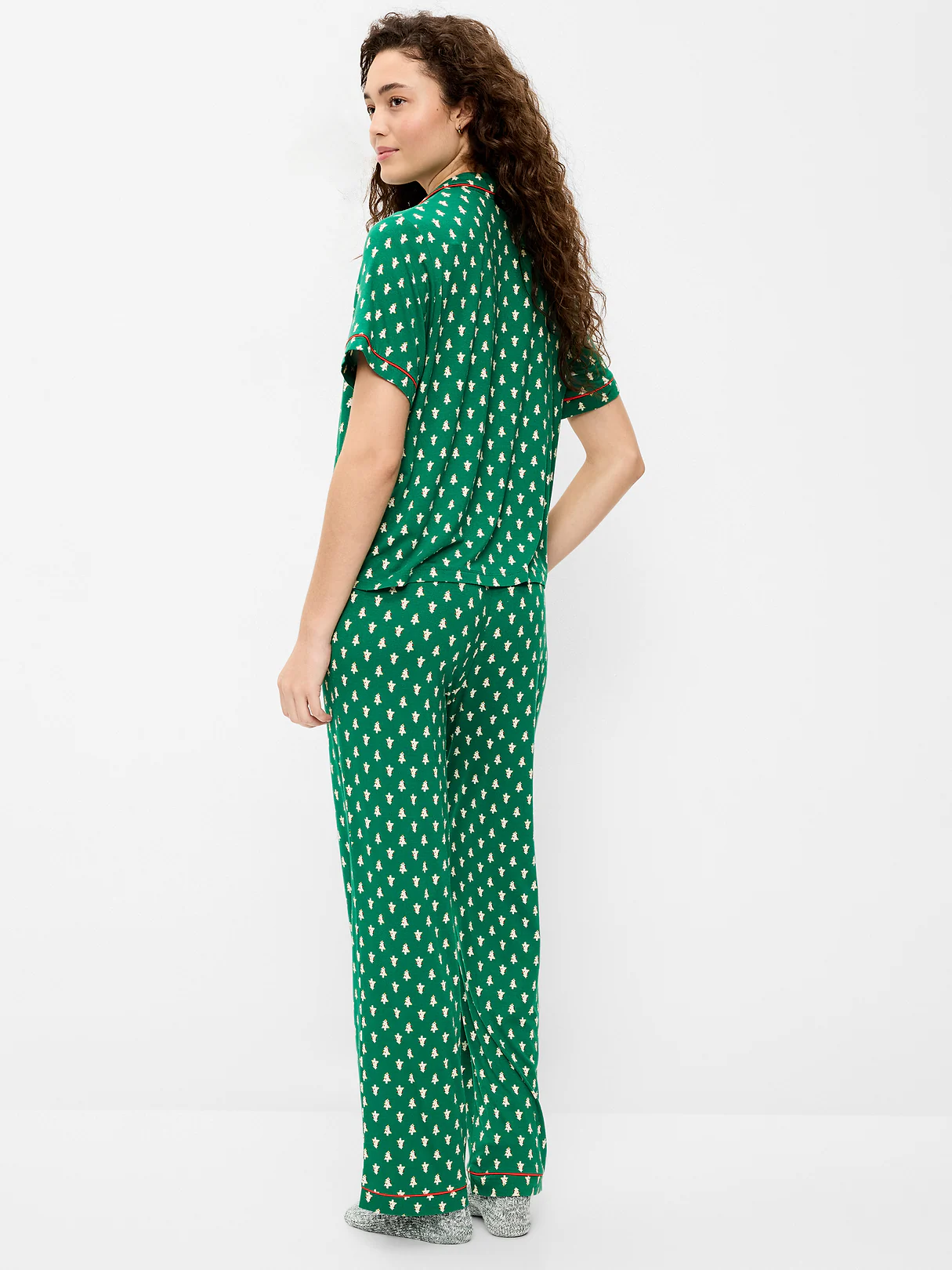 Sunday Sleep Knit Jersey Pant Set - Green Trees