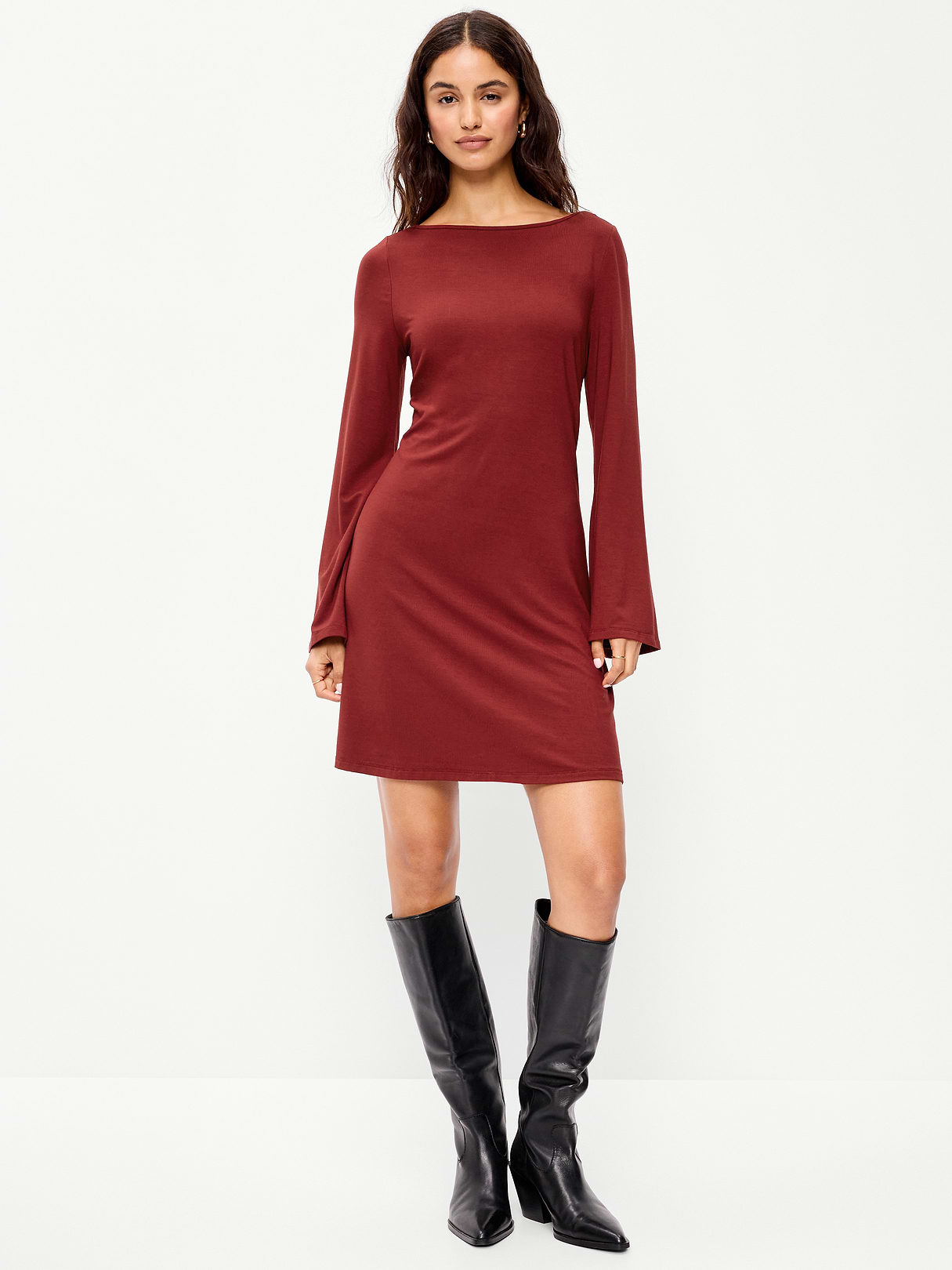 Low-Back Flare Mini Dress - Emberglow