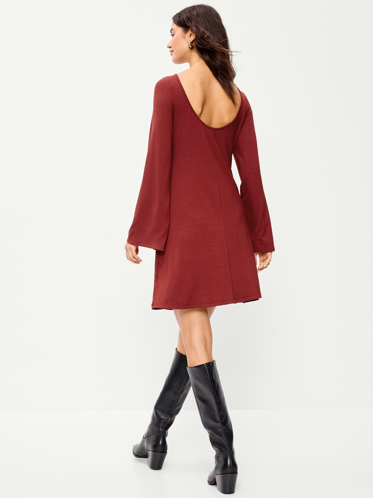Low-Back Flare Mini Dress - Emberglow