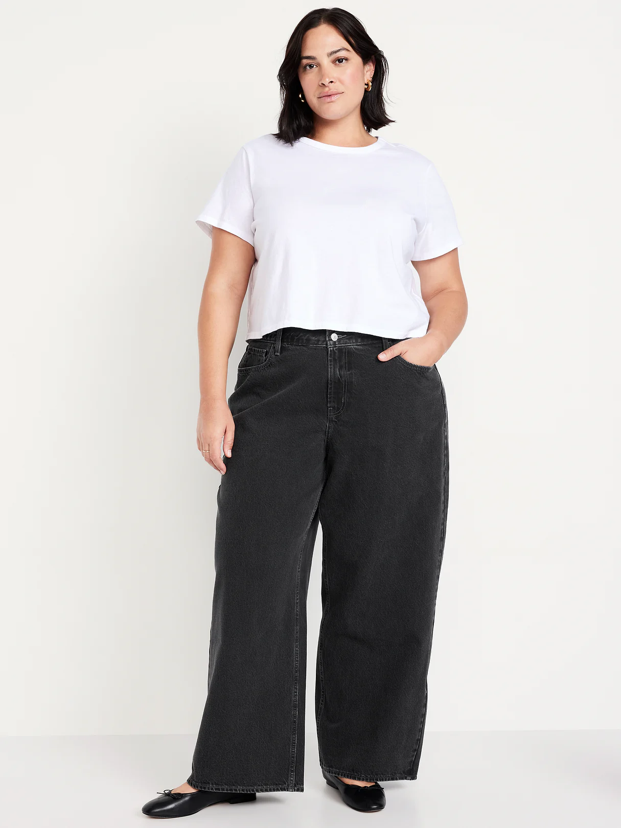 Mid-Rise Wow Baggy Wide-Leg Jeans - Licorice