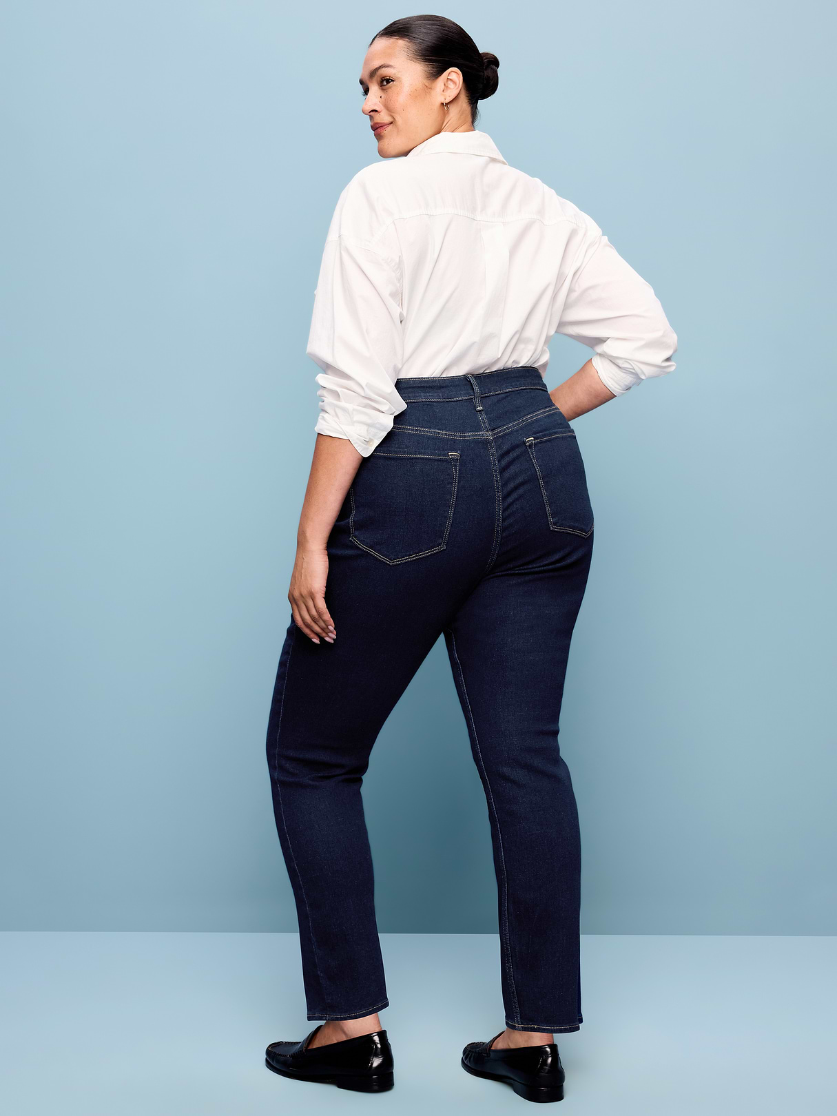 High-Waisted Wow Straight Ankle Jeans - Dark Wash