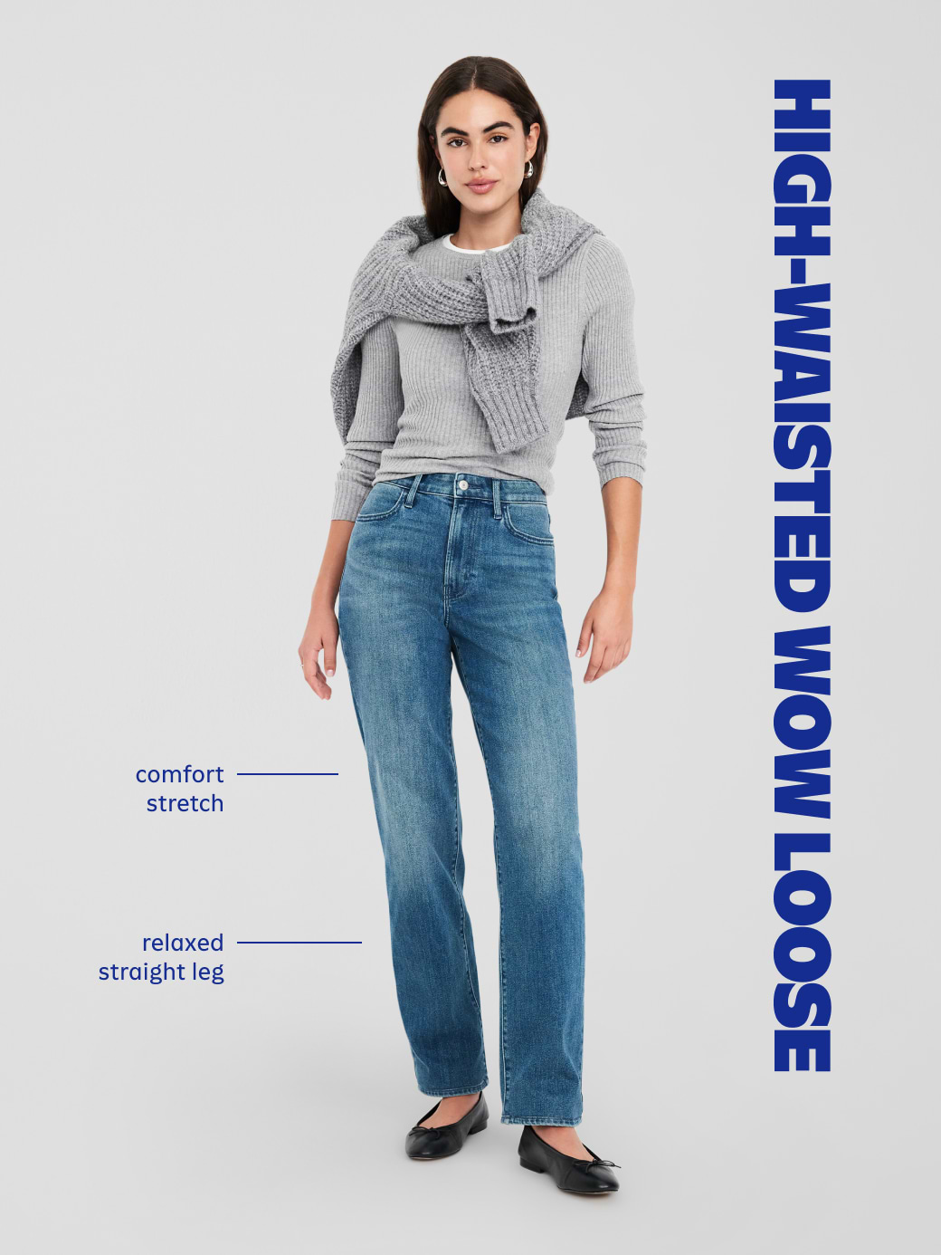 High-Waisted Wow Loose Jeans - Black Wash