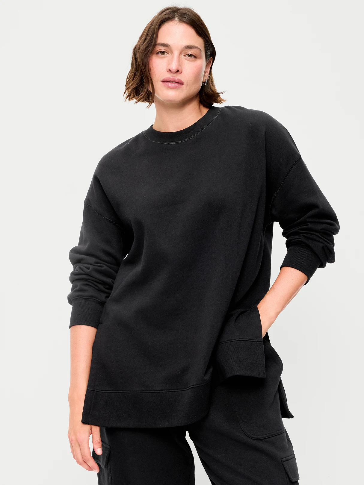 SoComfy Relaxed Tunic Sweatshirt - Black Jack