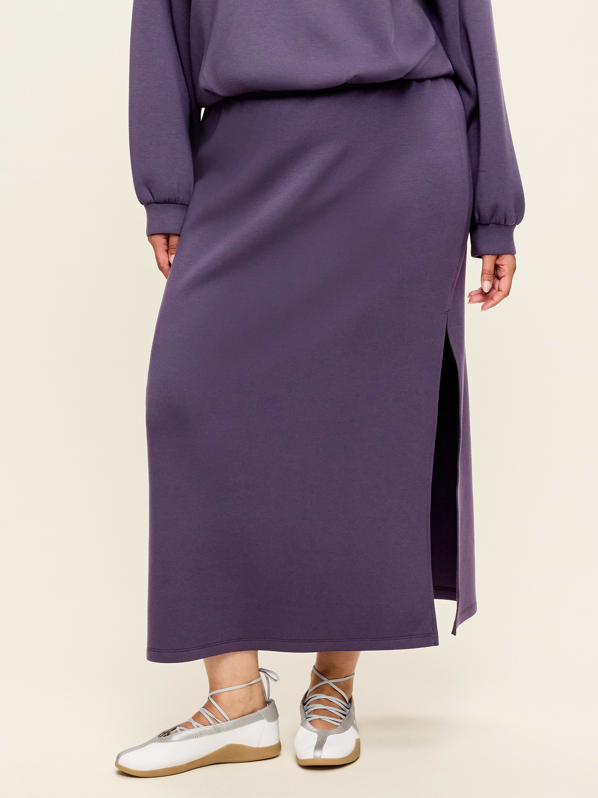 High-Waisted Bounce Fleece Maxi Skirt - Nebula