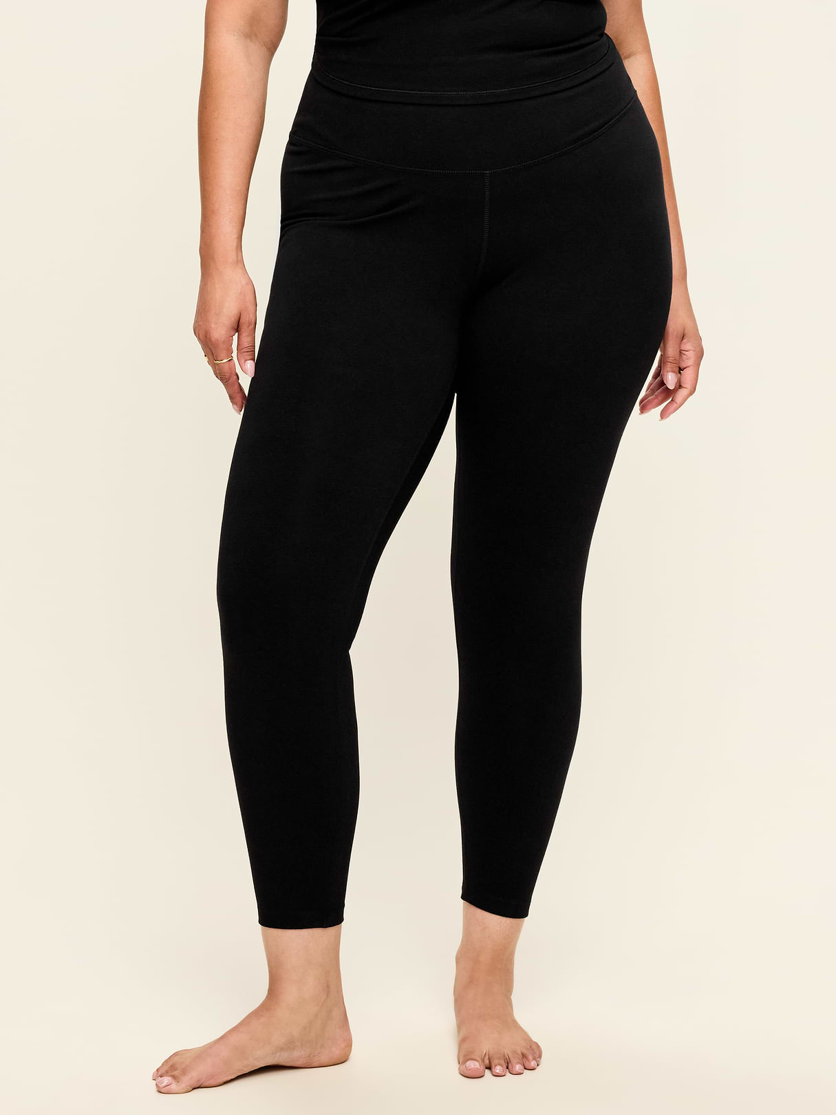 High-Waisted PowerChill 7/8 Cotton Leggings - Black Jack