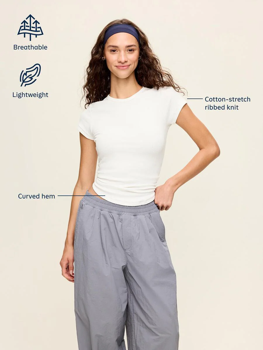 CloudLite Crew-Neck Ribbed T-Shirt - Magnolia