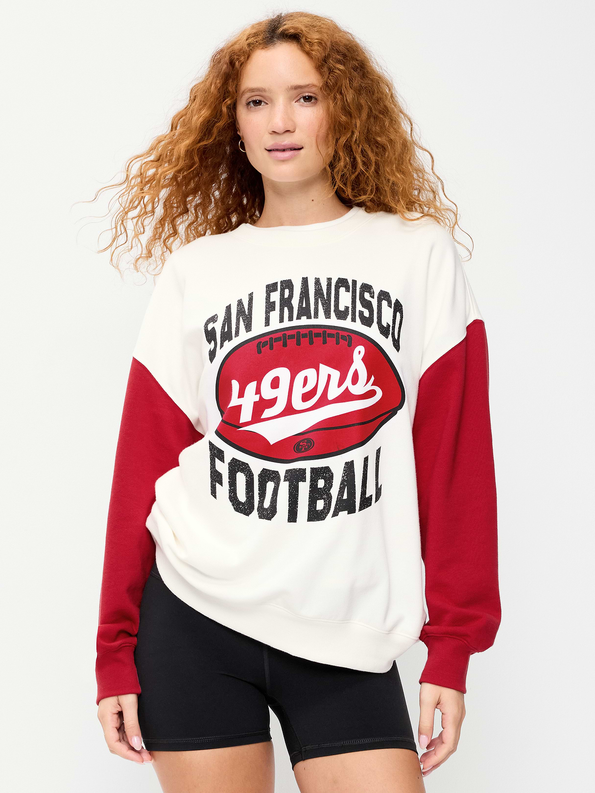 Buffalo Bills Oversized Fleece Sweatshirt for Women - San Francisco 49ers