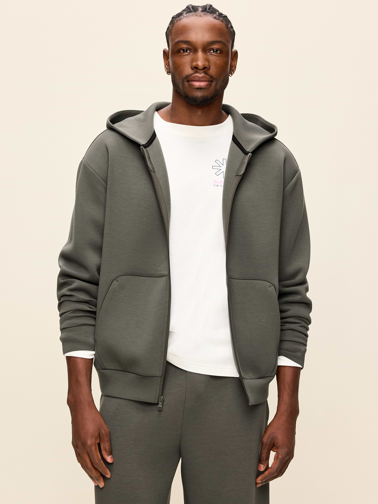 Bounce Fleece Oversized Full-Zip Hoodie - LODEN