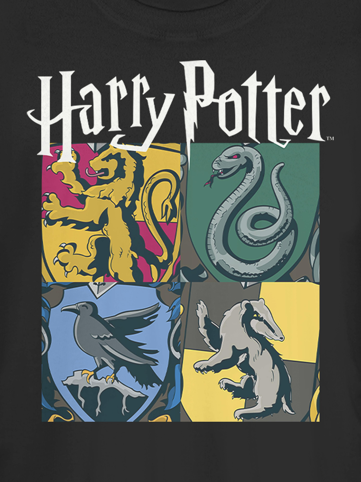 Harry Potter All Houses Graphic T-Shirt - Black