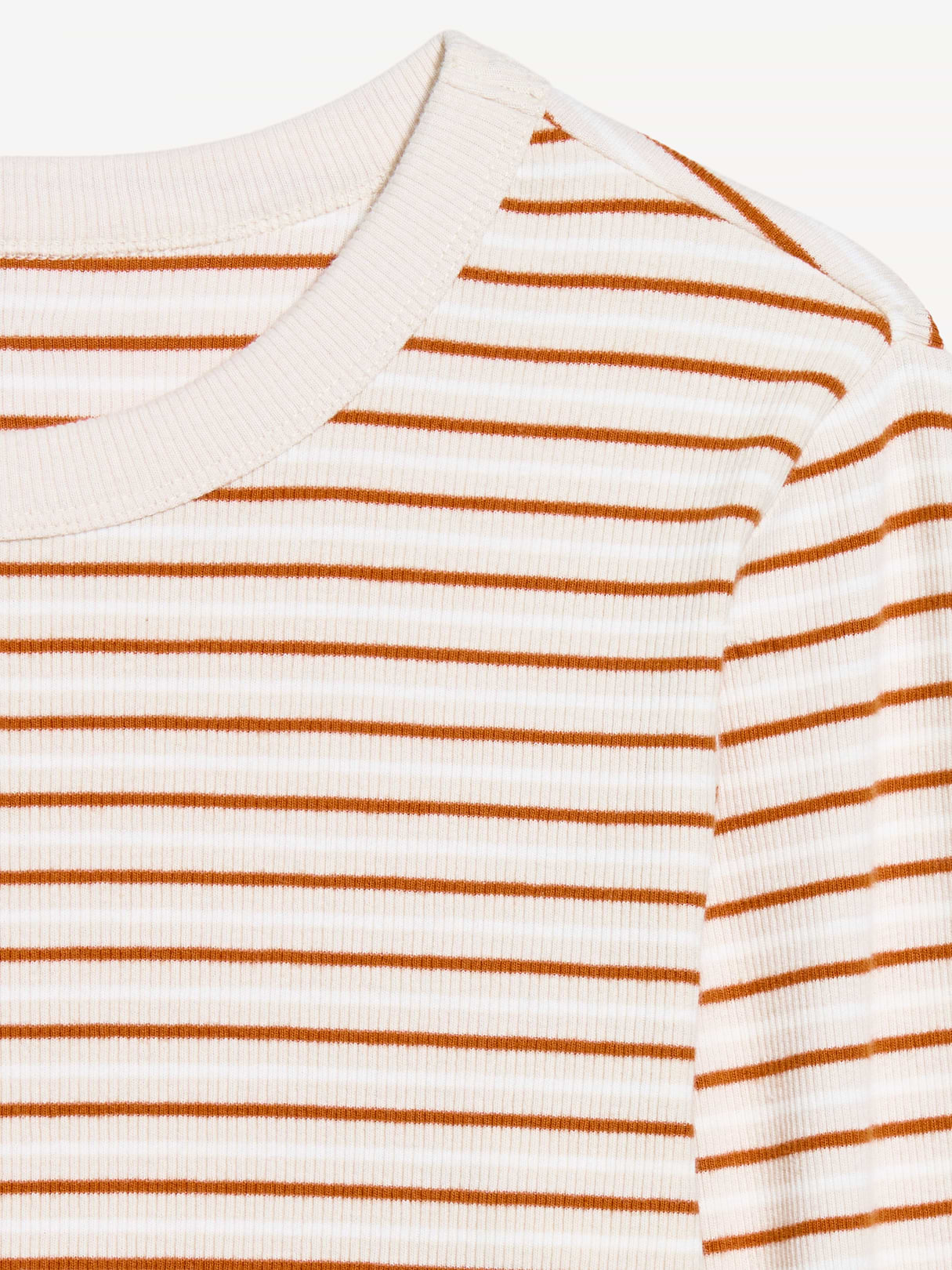 Snug Long-Sleeve Striped Ribbed T-Shirt - Orange Multi Stripe