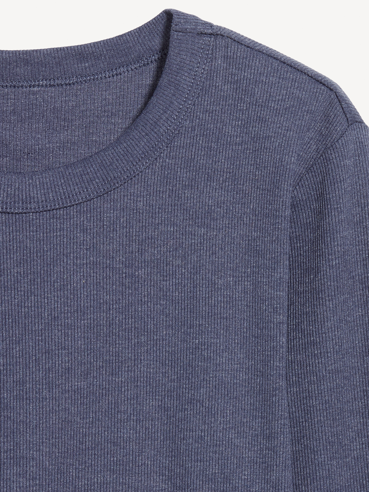 Snug Long-Sleeve Striped Ribbed T-Shirt - Volcanic Glass