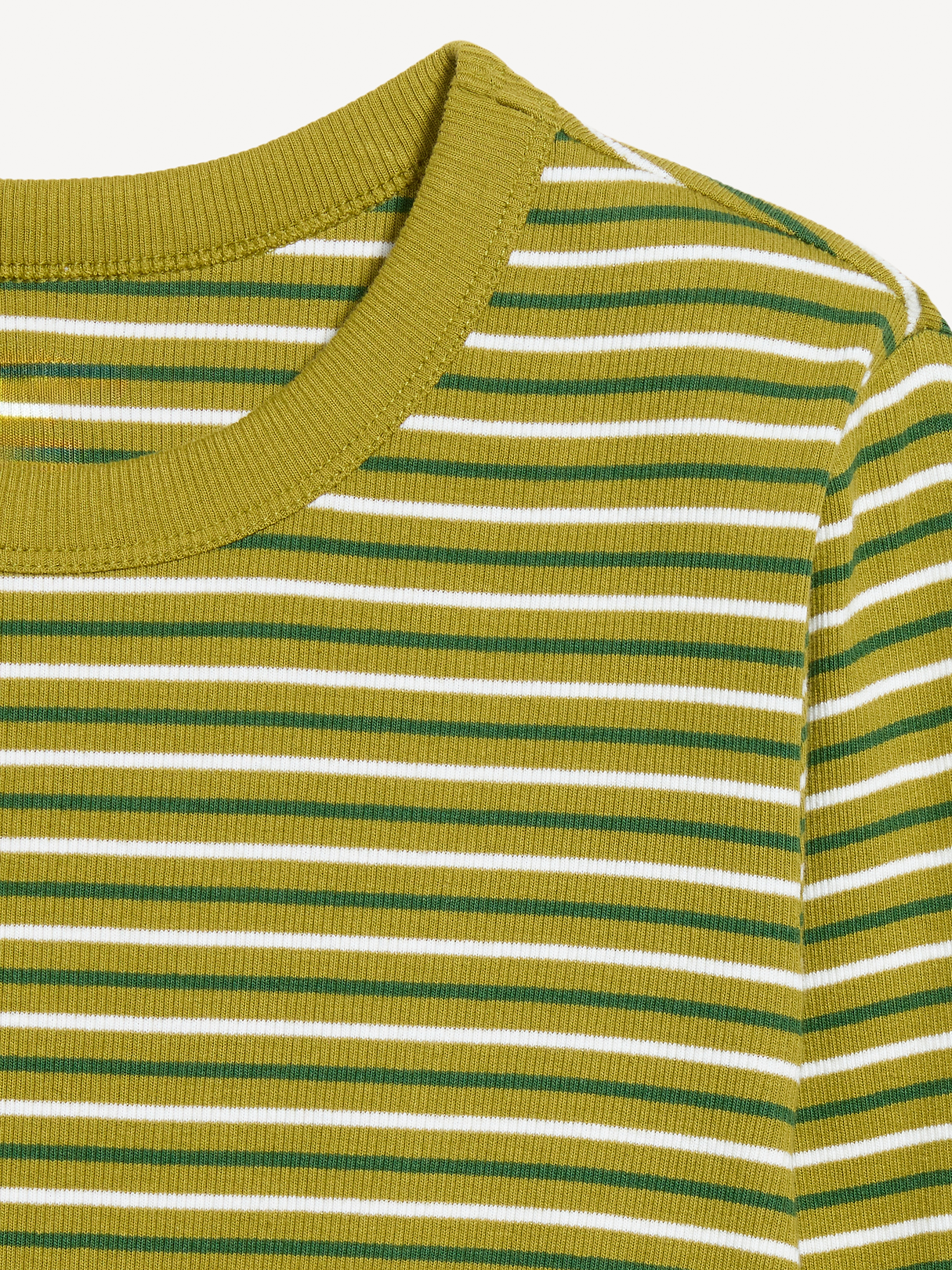 Snug Long-Sleeve Striped Ribbed T-Shirt - Green Multi-Stripe