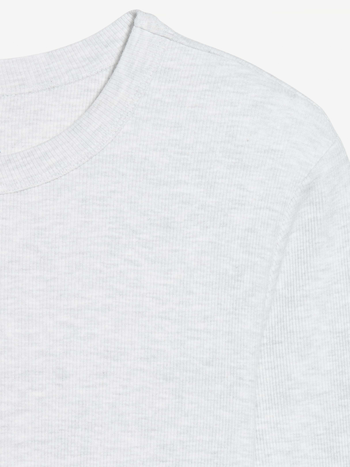 Snug Long-Sleeve Striped Ribbed T-Shirt - Light Heather Gray