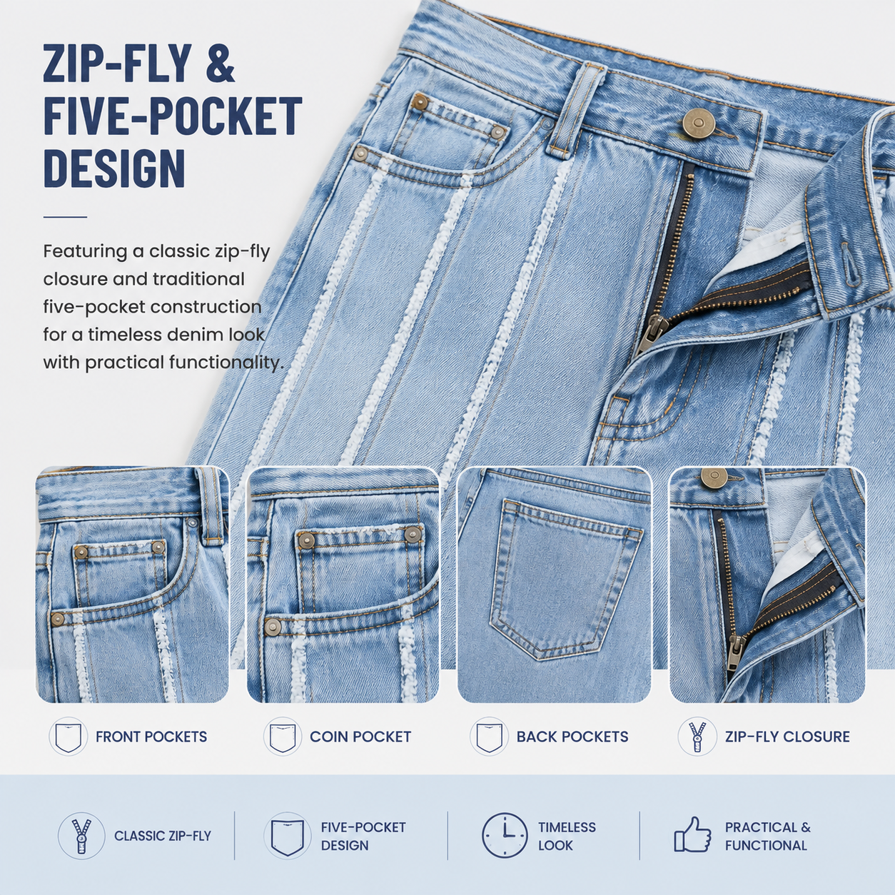 Washed Stretch Mid-Rise Straight-Leg Jeans