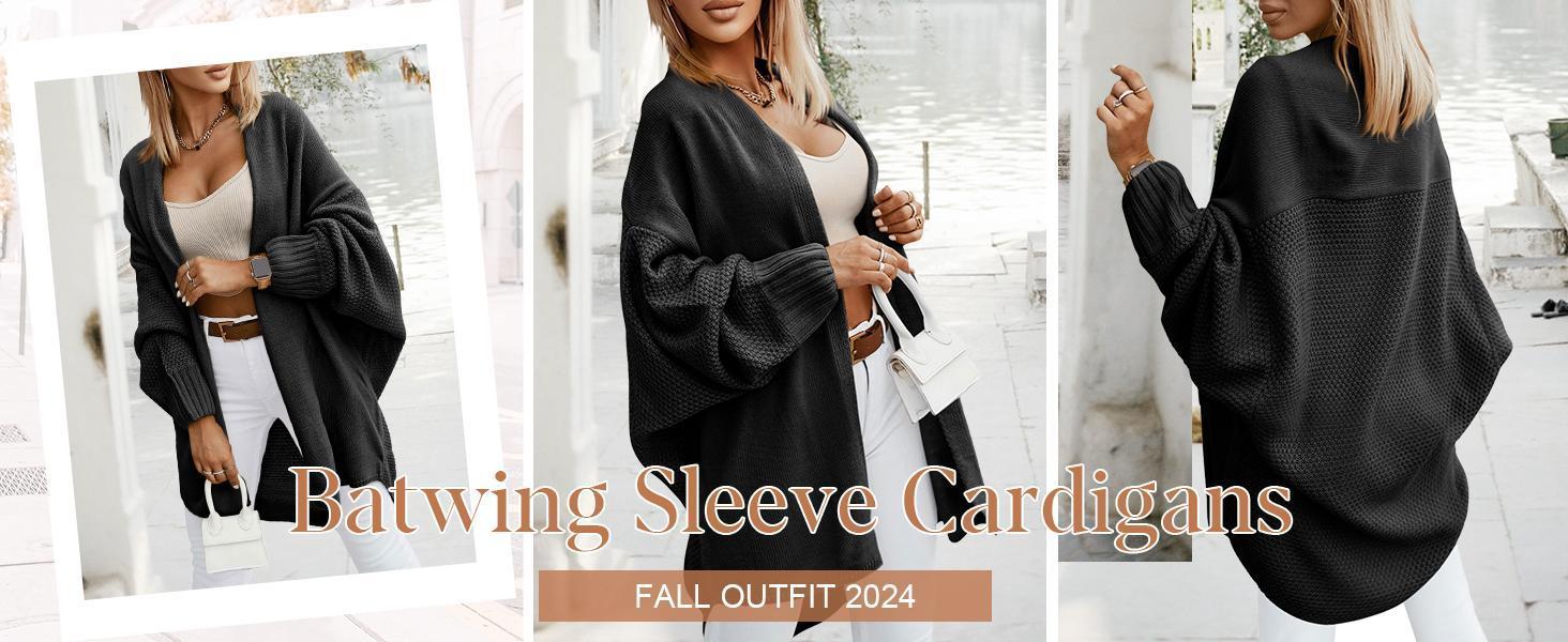 Imily Bela Oversized Cardigans for Women Fall Trendy Open Front Batwing Sleeve Long Cardigan Sweaters