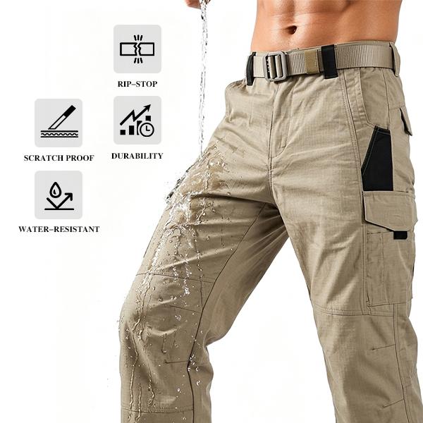 HOMUG Men's Solid Color Waterproof Tactical Work Pants - 3-Piece Set, Belt-Free, Multi-Pocket, Durable Outdoor Hiking & Casual Pants (Regular Fit)，hiking pants、trekking pants、hiking trousers、trail pants、outdoor hiking pants、technical hiking pants