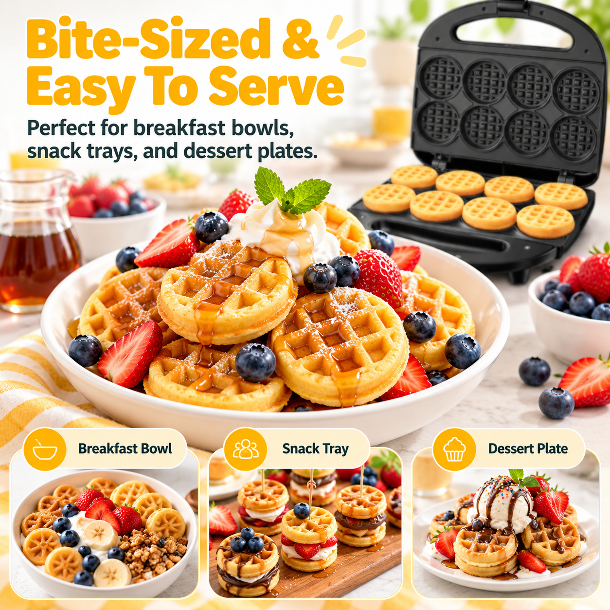 8-Cavity Mini Waffle Maker
