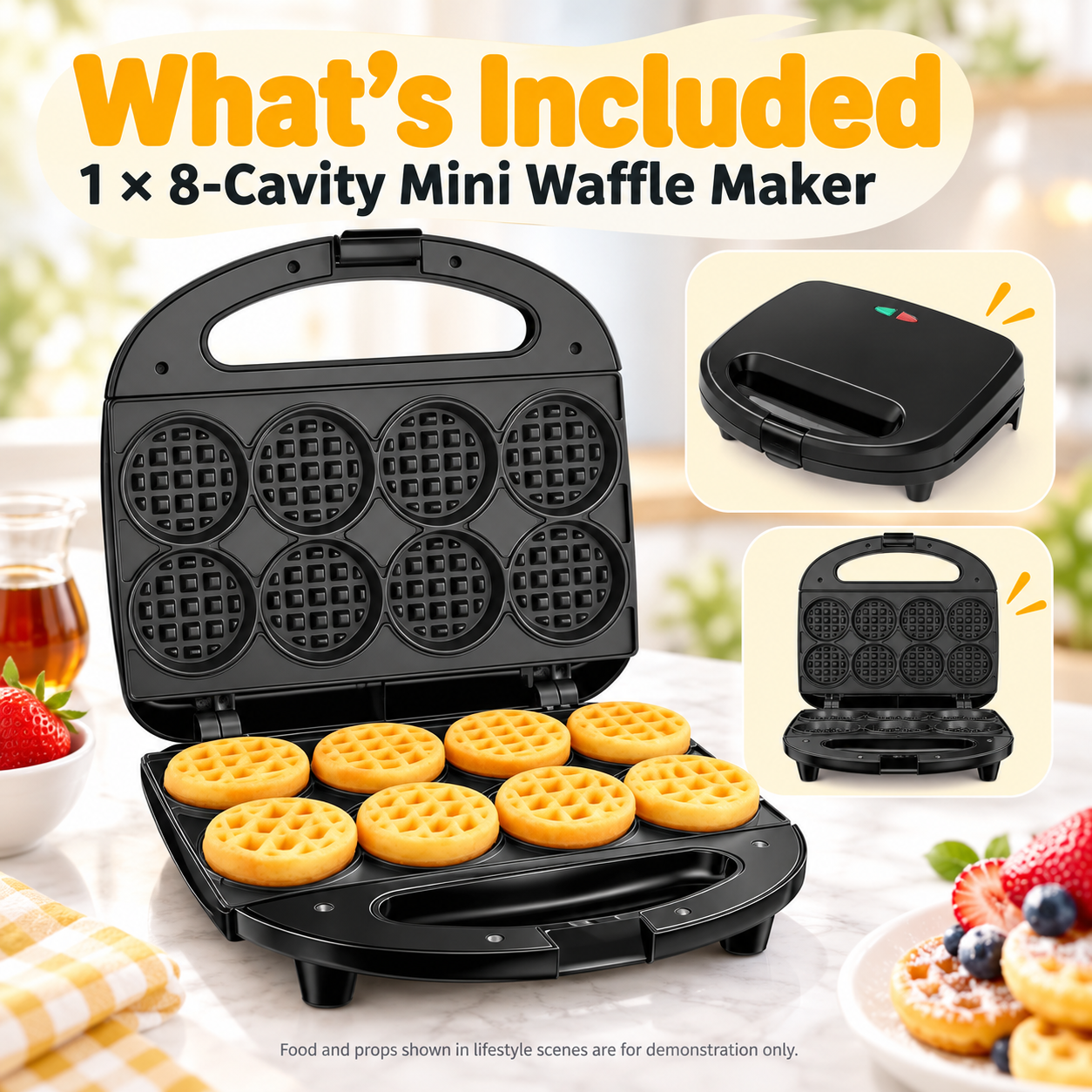 8-Cavity Mini Waffle Maker