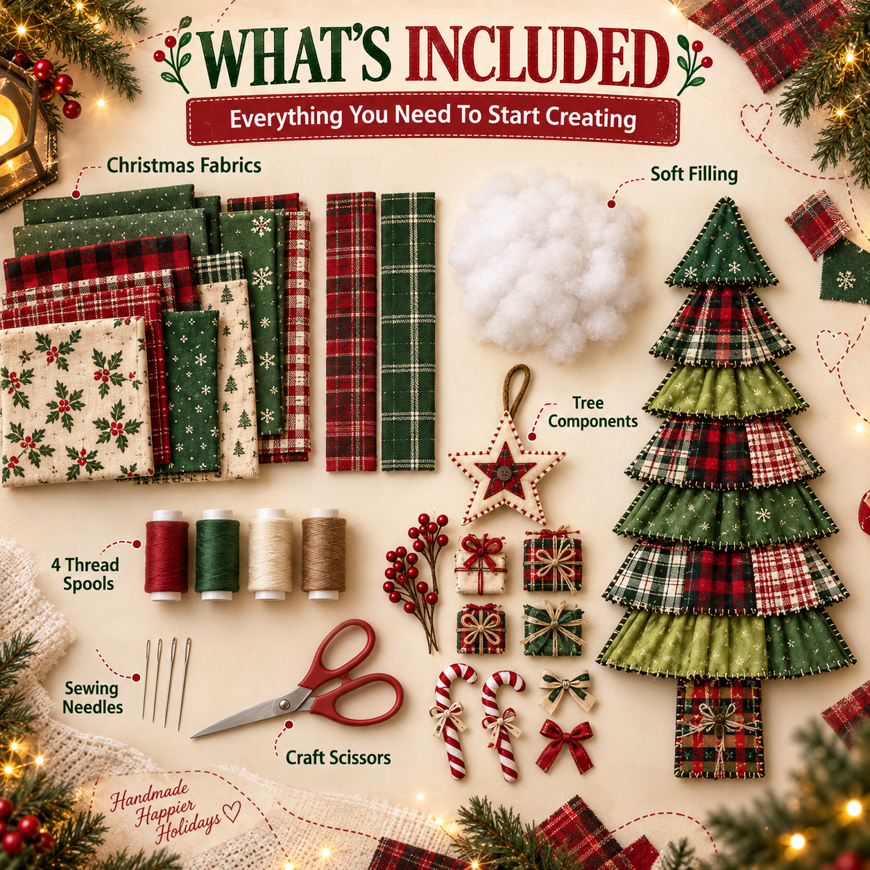 DIY Patchwork Fabric Christmas Tree Kit