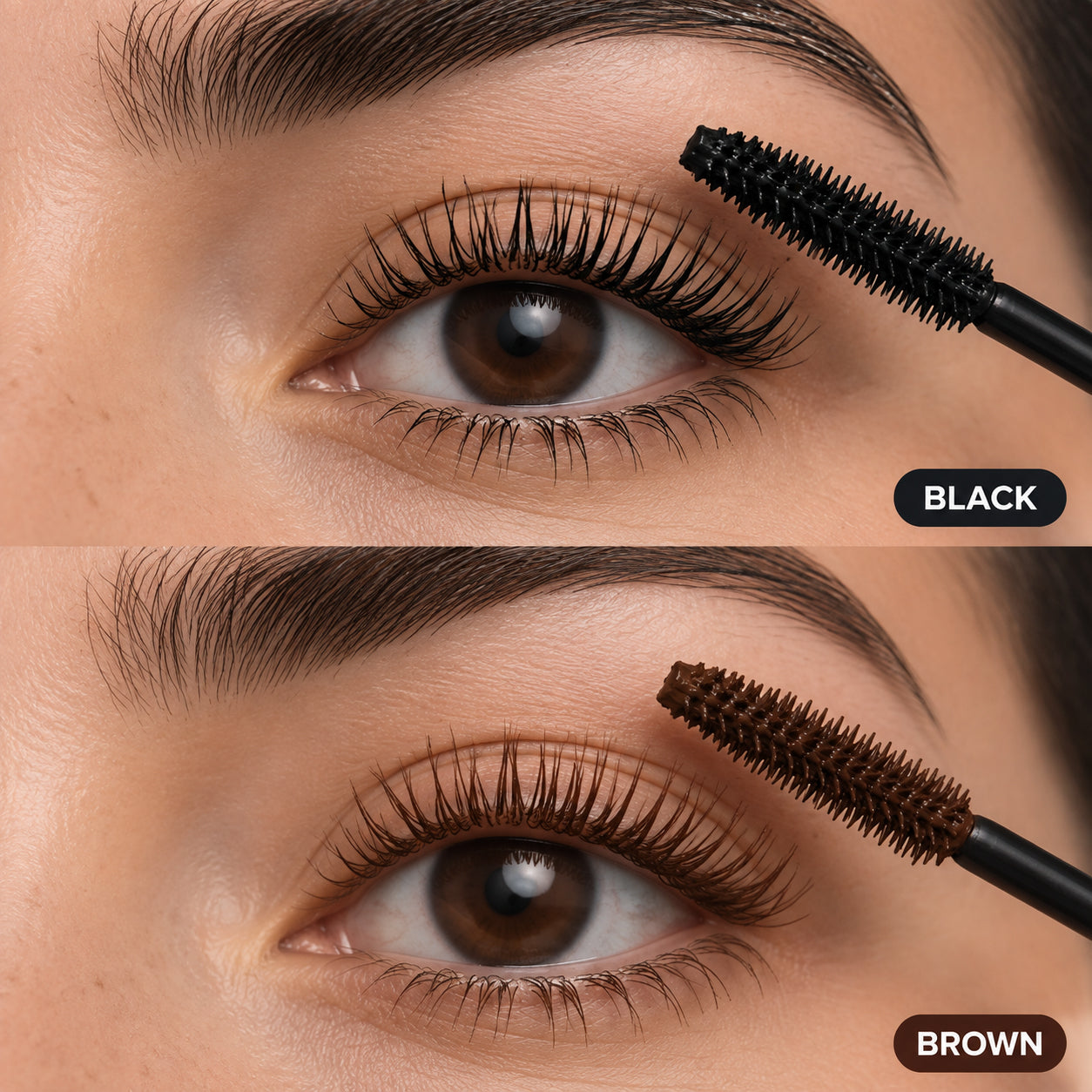 Black and Brown mascara eye comparison