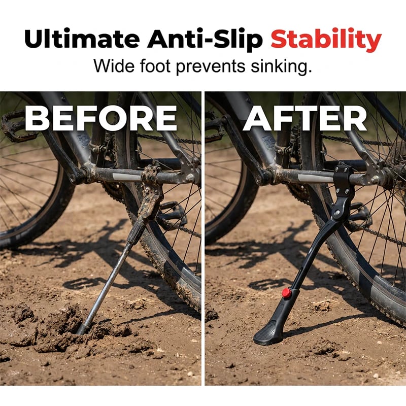 Stabilitätsvergleich eines Fahrradständers mit breitem Fuß