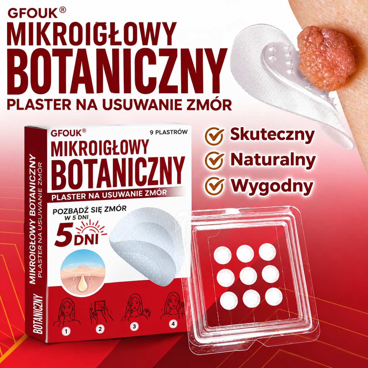 Botaniczny plaster z mikroigłami do usuwania włókniaków skórnych