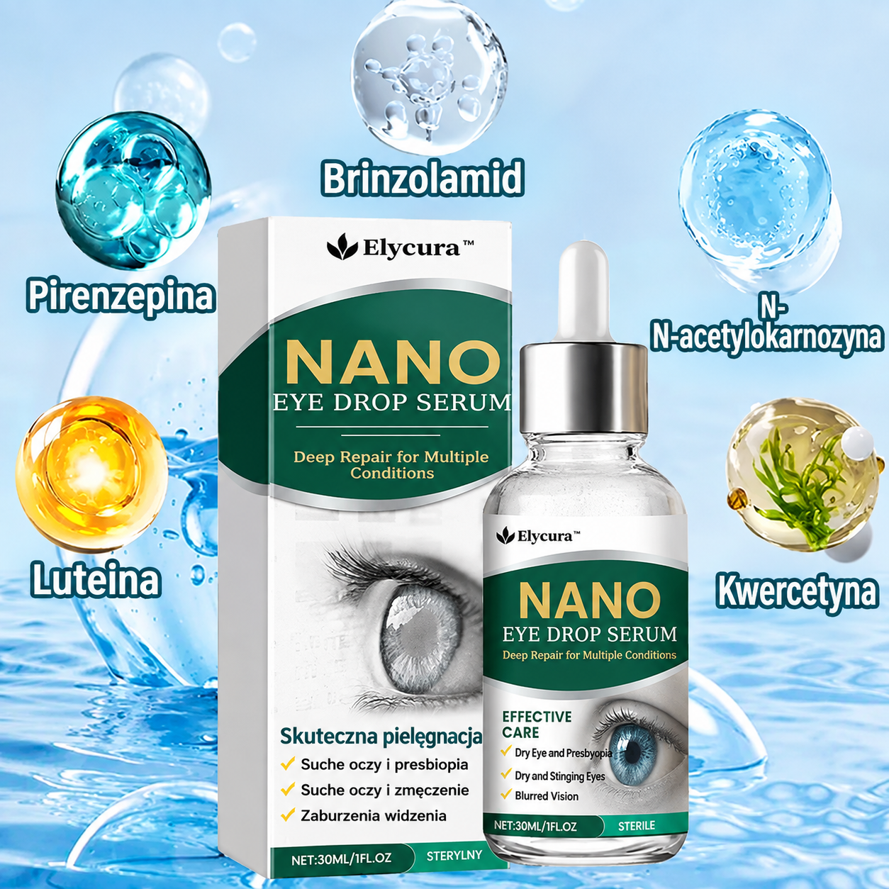 Odzyskaj krystalicznie czyste widzenie dzięki kroplom do oczu Elycura™ NANO 👁️✨