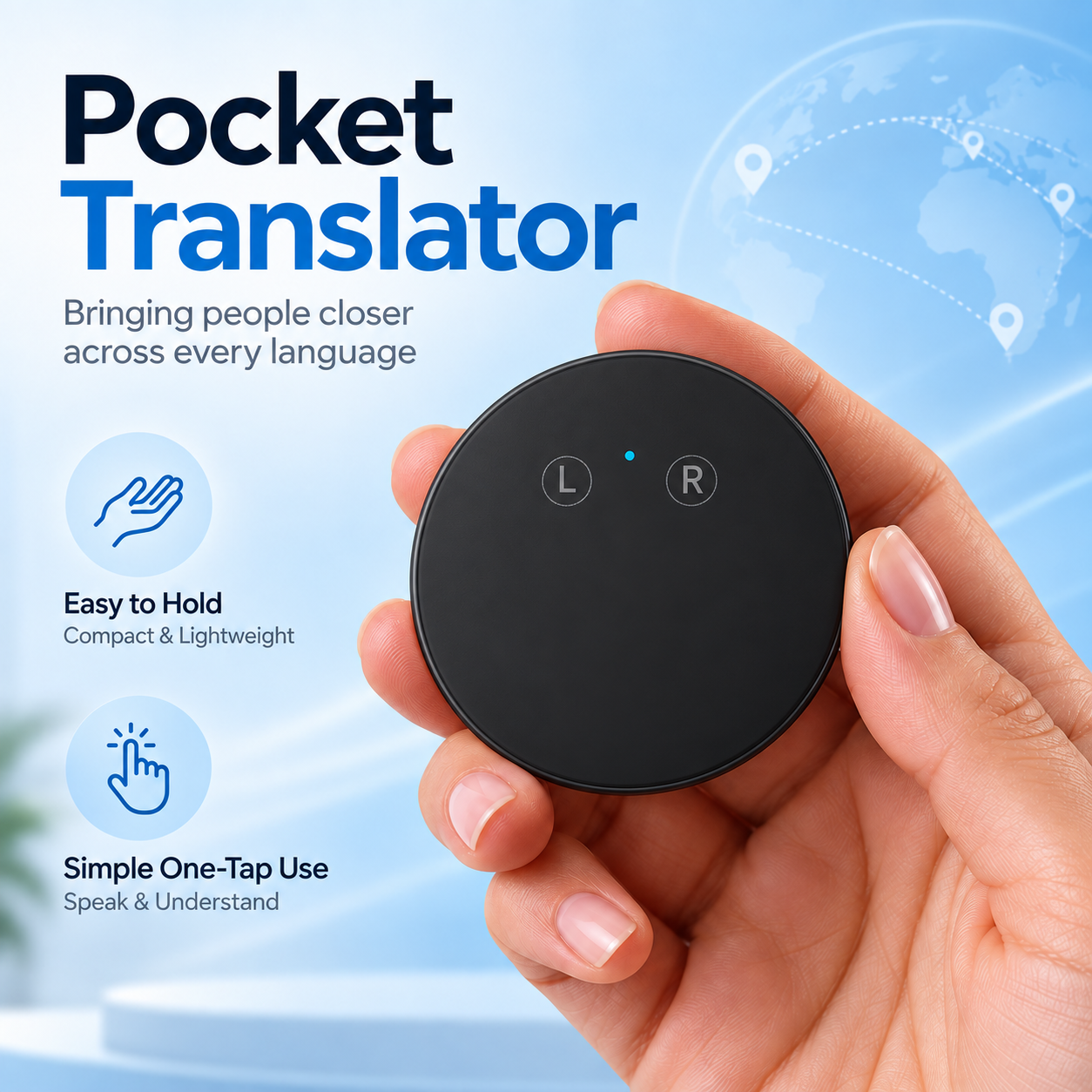Portable Wireless AI Language Translator Pen - Spanish & English Practice Companion, 165-Language Support, Accent Adaptation for Restaurant Scenarios, Smart Tutor for Electronic Learning