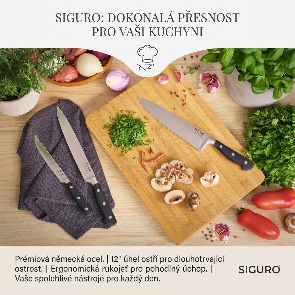 Siguro Sada nožů Hikari 3 ks – německá preciznost a nekompromisní kvalita pro vaši kuchyni