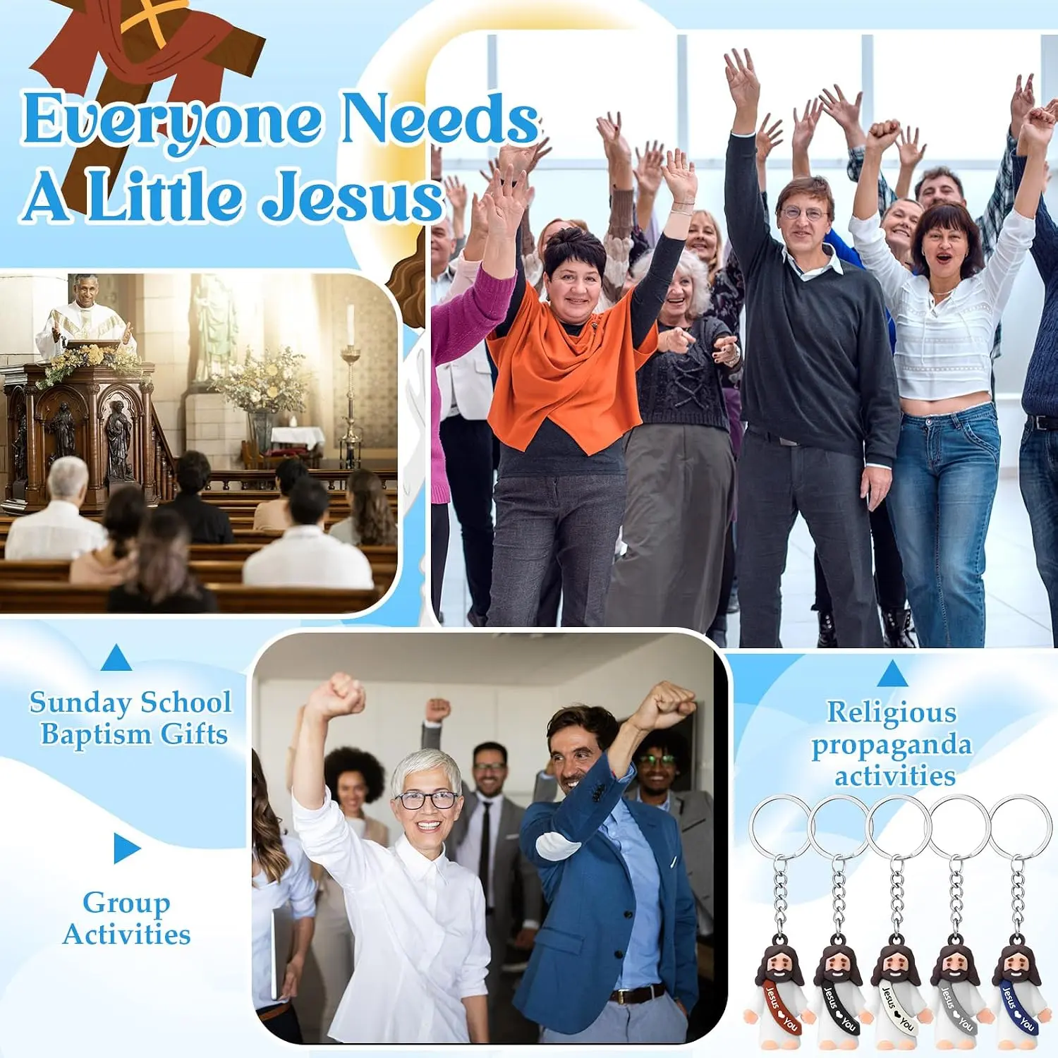 Jesus Loves You Mini Keychains, 24/48 Pcs