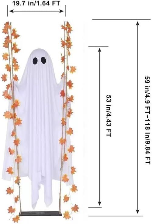 🔥49% Off Last Day⚡Swinging Ghost Outdoor Decor Maple Leaf LED Halloween
