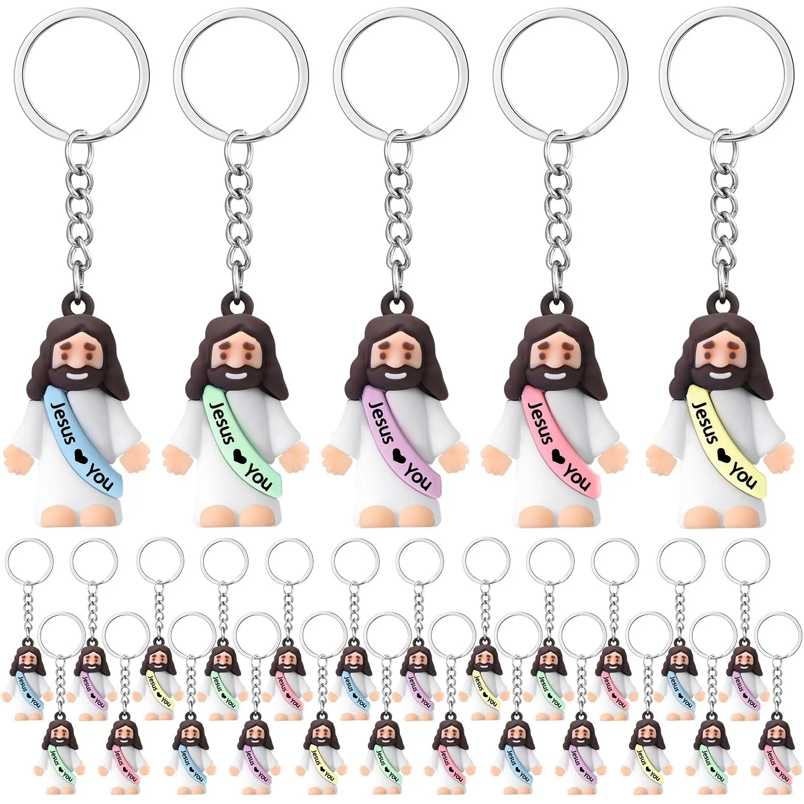 Jesus Loves You Mini Keychains, 24/48 Pcs