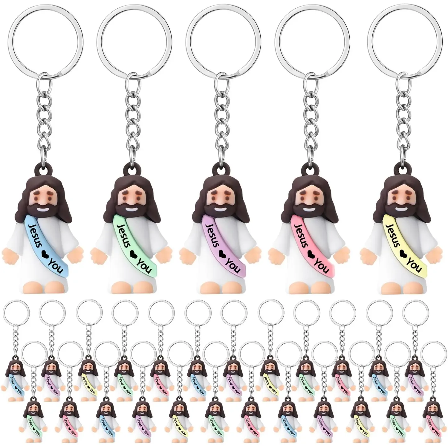 Jesus Loves You Mini Keychains, 24/48 Pcs