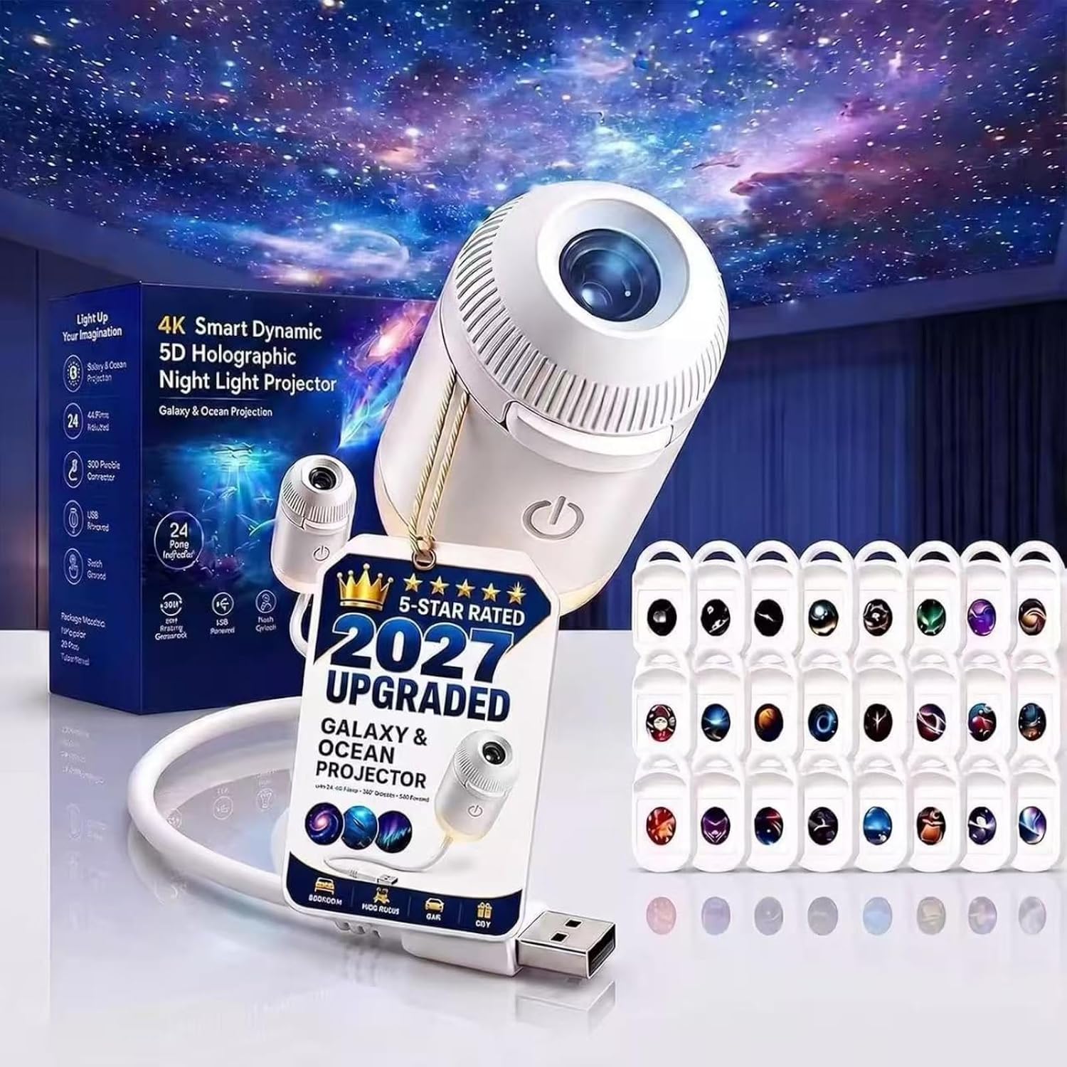 🔥49% Off Last Day⚡2026 Hd Smart Dynamic 5d Holographic Night Light Projector