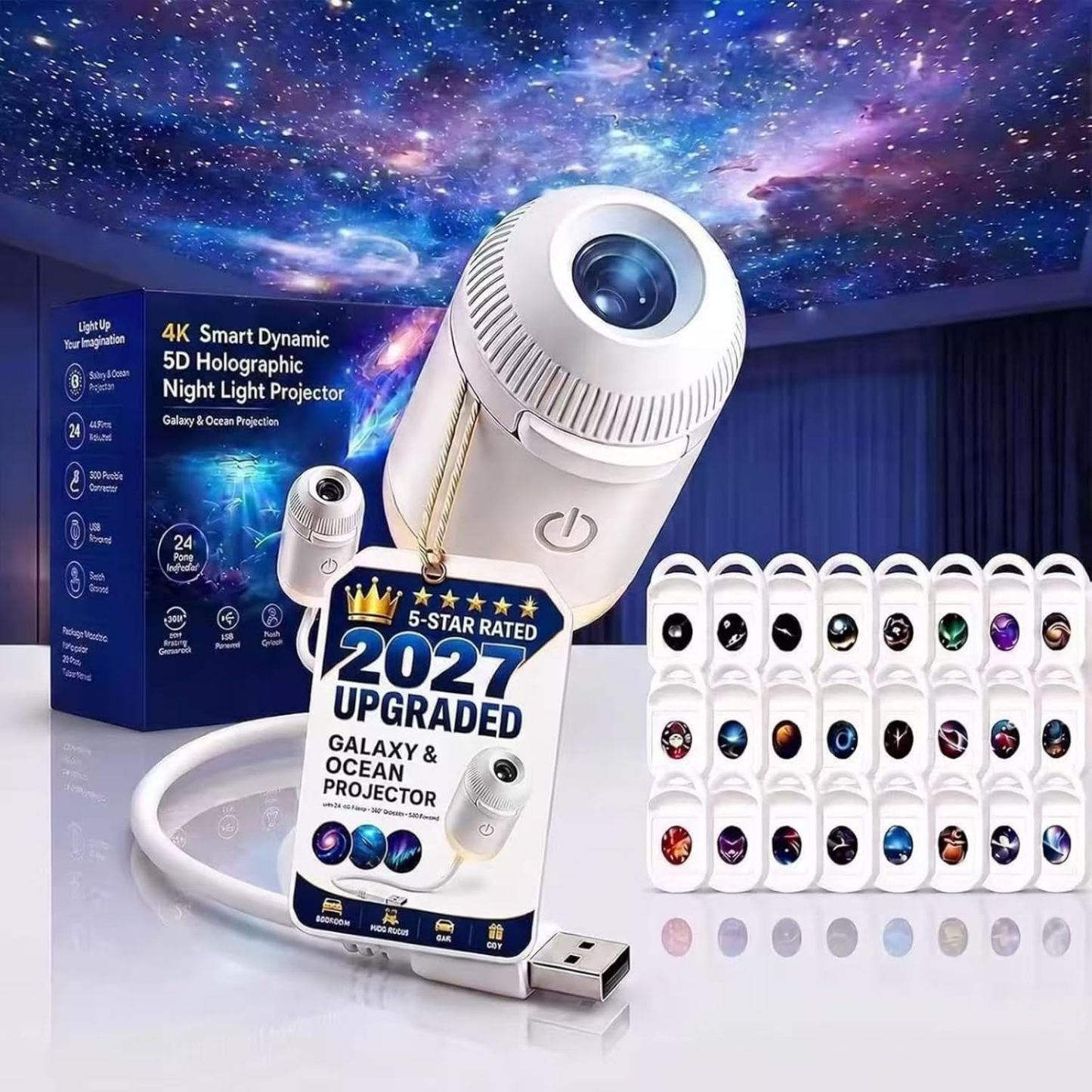 🔥49% Off Last Day⚡2026 Hd Smart Dynamic 5d Holographic Night Light Projector