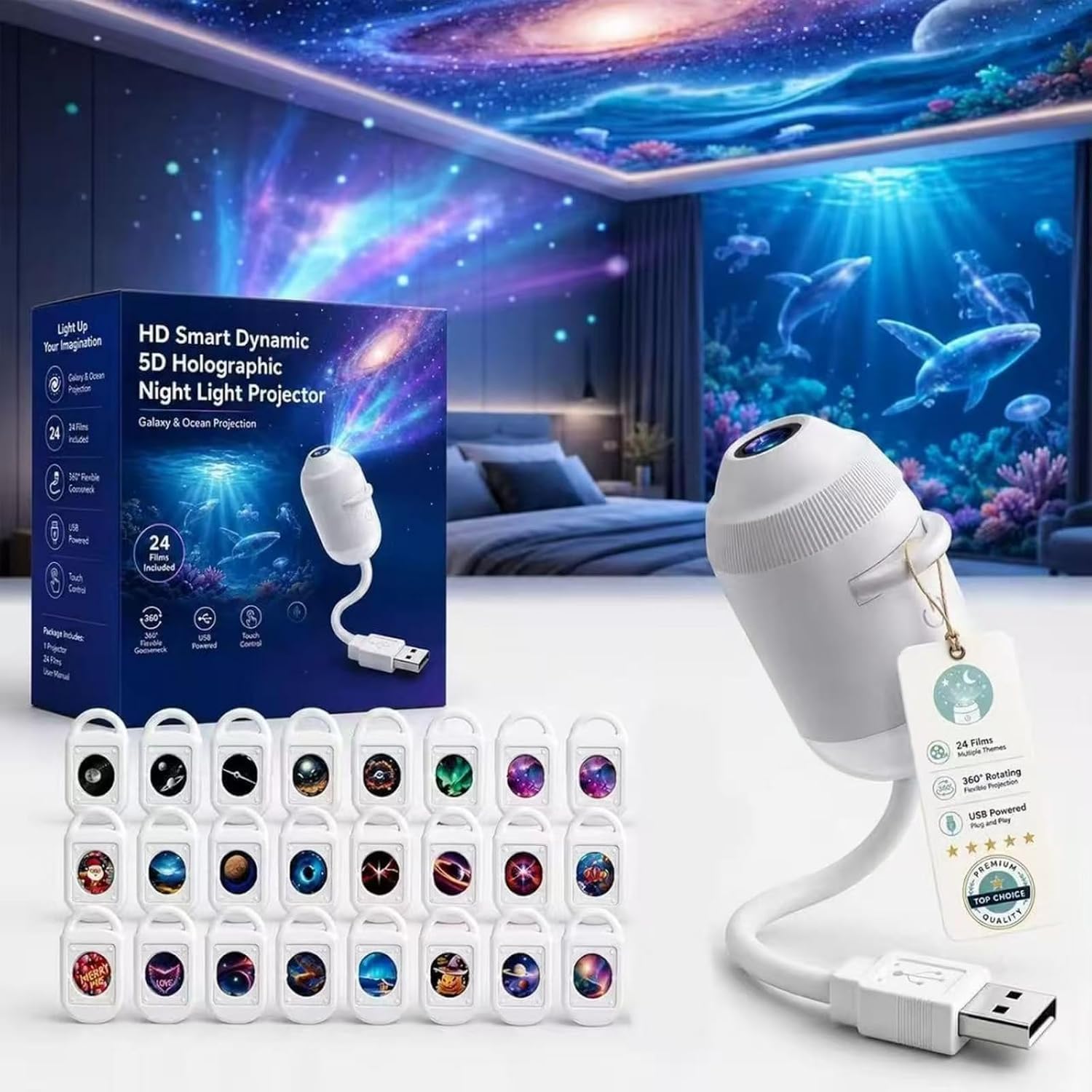 🔥49% Off Last Day⚡2026 Hd Smart Dynamic 5d Holographic Night Light Projector