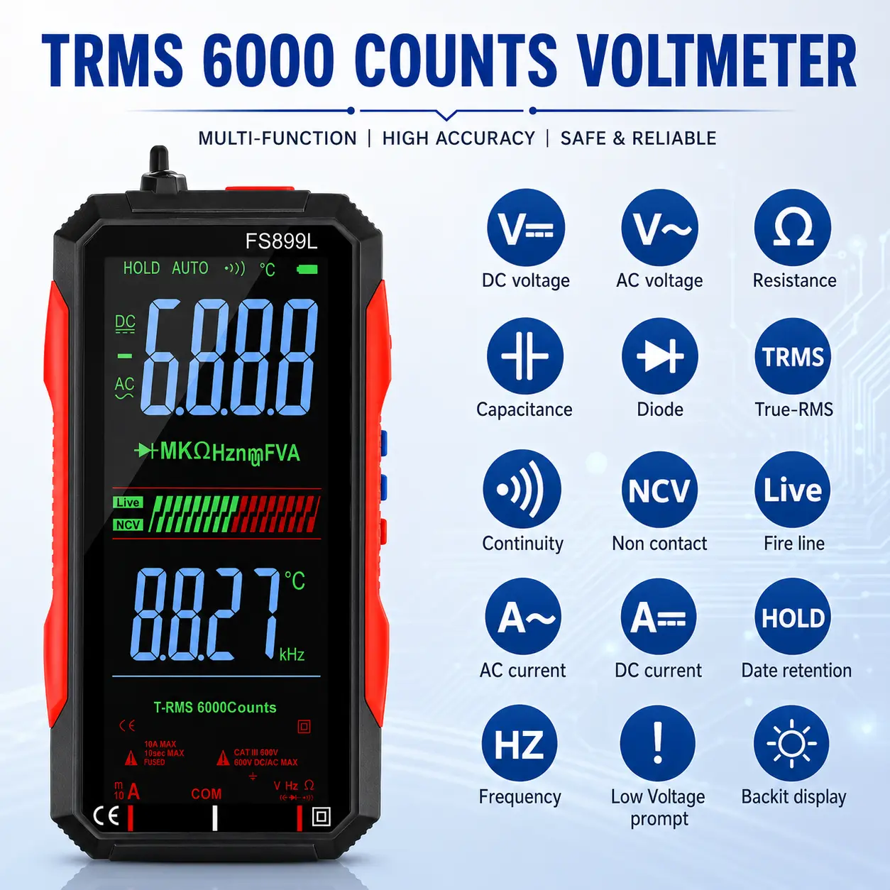 🔥67% Off Last Day⚡True RMS 6000-Count Compact Digital Multimeter