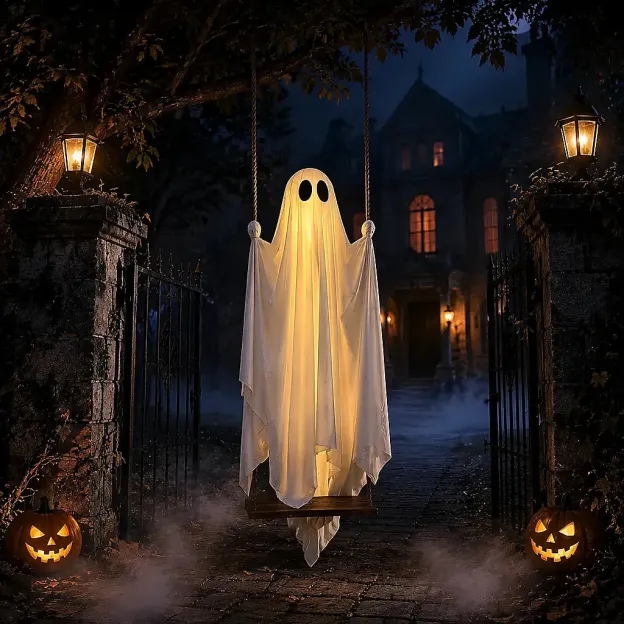 👻49% Off Last Day🔥Halloween Decorations Outdoor 5FT Ghost Swing Lights